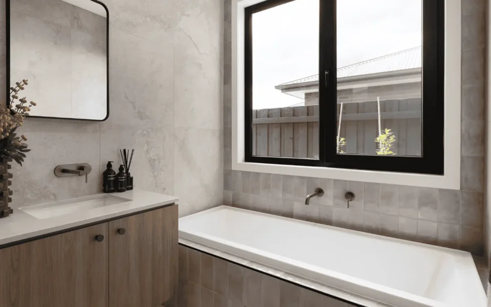 Bathroom showcasing stunning perfect windows and doors window with natural light.